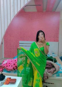Pure Chiffon Green Heavy Saree