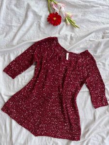 Sequins Red Knit Top for Valentines/Christmas