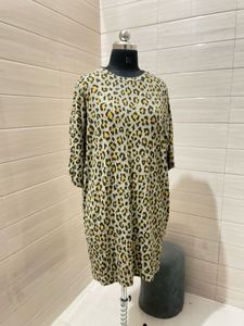 Marks &amp; Spencer Woolen Leopard Print T-Shirt Dress