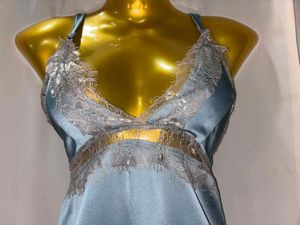 Silky Blue Lace Lingerie Dress