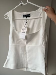 Zara White Sleeveless Top