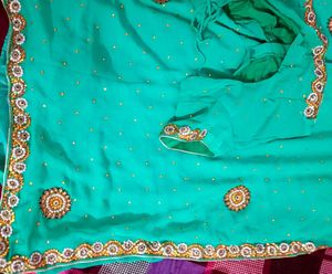 Green Embellished Saree