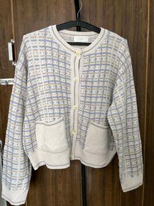 White plaid Cardigan