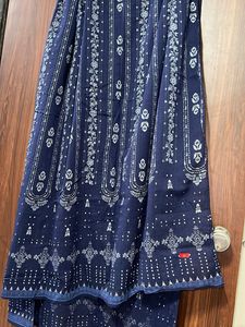 W Navy Blue Printed Dupatta