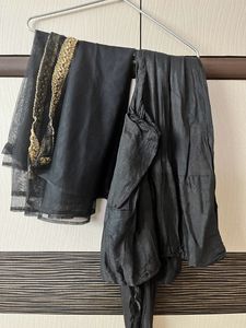 Black Net Aline Suit With Pyjami And Dupatta