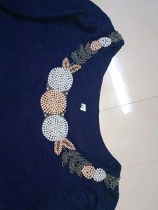 Embroidered Navy Dress