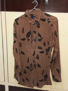 Brown Leaf Print Shirt