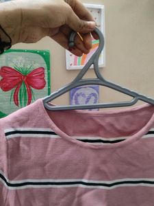 Pink Striped Crop Top