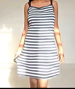 Black &amp; White Striped Bodycon Mini Dress
