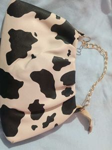 Cow Print Chain Handle Bag