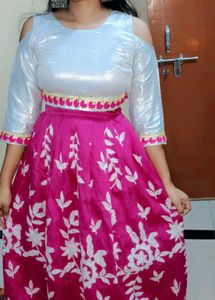 Pink Floral Lehenga Choli Set