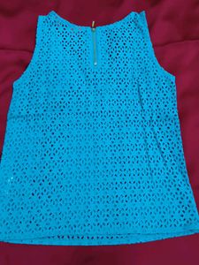 Elle Blue Cutout Tank Top