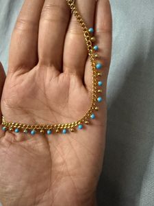 Anti Tarnish | Gold Necklace with Turquise Beads