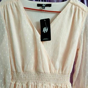 FIG Peach Fit And Flare Dress