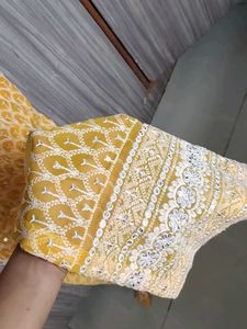Bright Yellow Printed Cotton Dress