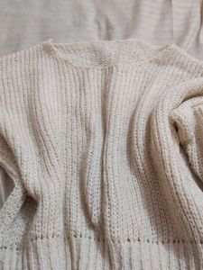 Cream Knit Cropped Sweater