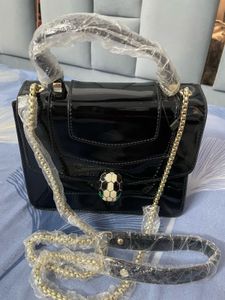 Black Patent Leather Snake Head Bag