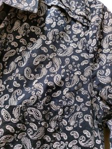 Navy Cotton Paisley Shirt From MANGO