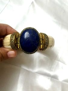 LAPIZ LAZULI Gemstone Bone Mosiac Blue Bangle