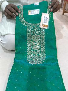 Green Embroidered dress material