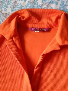 Orange and Black Bodysuit with Collar