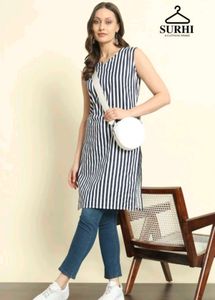 ​💙 Effortless Chic: The Blue Printed Straight Kur
