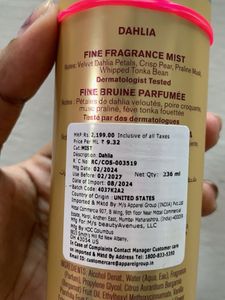 Bath And Body Works Dahlia Fine Fragrance Mist