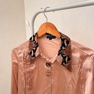 Vintage Pink Snake Trim Blouse