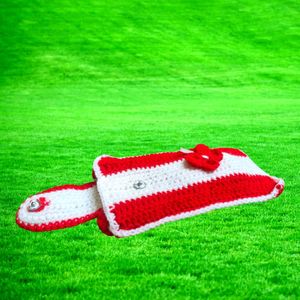 Red &amp; White Crochet Phone Bag