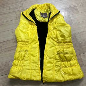 Yellow Puffer Vest Jacket.