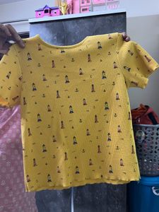 Yellow Crop Top With Design