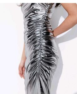 Metallic Ruched Bodycon Dress