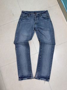 Vintage Wash Denim Jeans Embroidery Work Backside