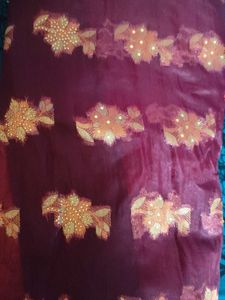 New Burgundy Tissue Silk Long Saree