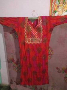 Red Embellished Kurti