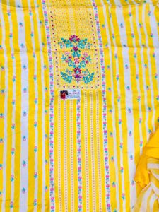 Yellow Floral Printed suit material