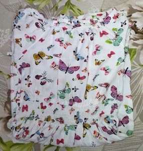 Floral printed off White girls Frock