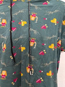 Funky Graphic Tee With Hood