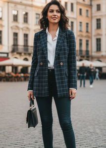 Plaid Blazer Shein