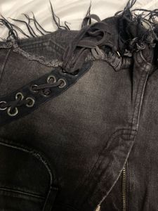 Black Distressed Denim Shorts