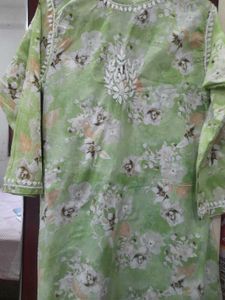 Green Floral Embroidered Kurti