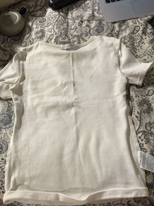 White Ribbed Fitted Top