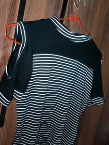 Striped Cold Shoulder Top