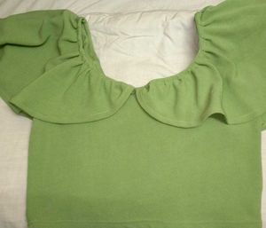 Green Scoop-Neck Crop Top