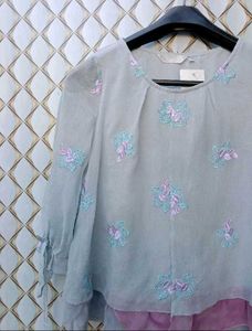 New With Tag Lavender Flower Print Korean Top