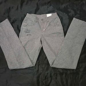 low waist straight fit Y2K sparkle denim