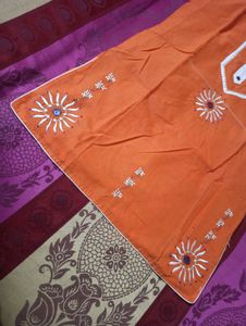 Orange Embroidered Kurta