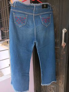 Wide Leg Jeans With Little Hearts