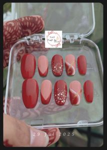 Red &amp; Pink Handmade Press-On Nails