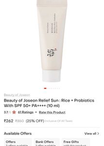 Beauty Of Joseon Rice Spft0 Pa+++ Sunscreen 30gm
